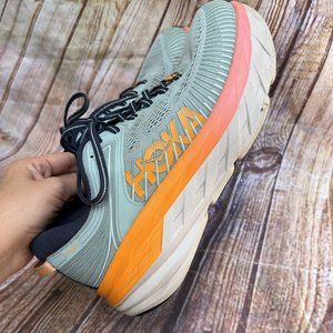 HOKAS Women's 8.5 D WIDE Bondi 7 Blue Pink Running Walking Shoes Sneakers